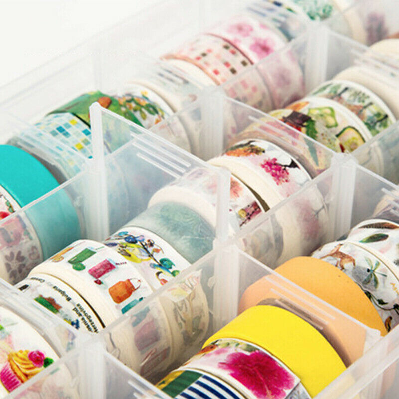 15 Compartments Clear Crafts Organizer for Tape Art Supplies and StickerM Qx