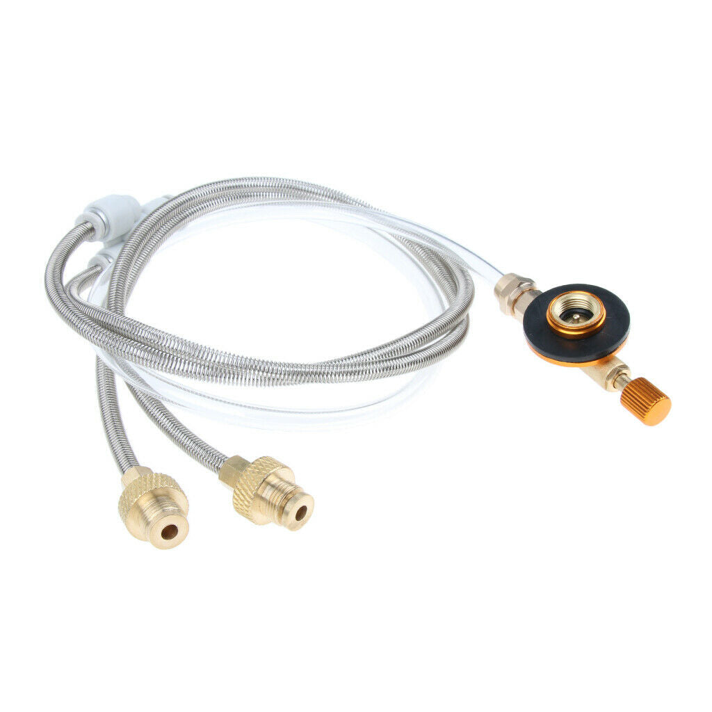2 Stage Hose Pipe Propane Regulator Adapter for Flat Gas Tank Camping Stove