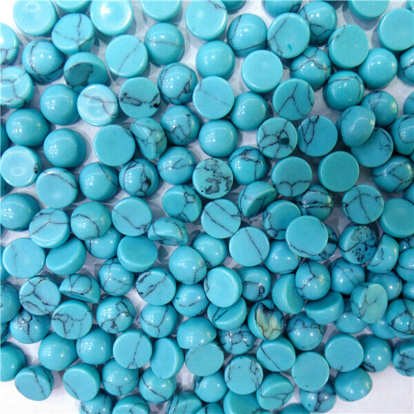100Pcs 6mm Wholesale Green Turquoise Round Cab Cabochon DIY Accessories HH7099