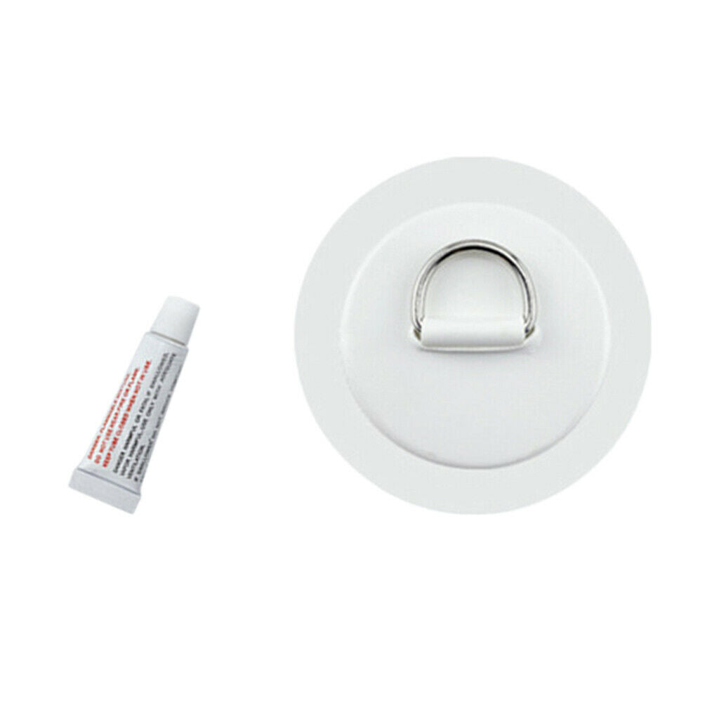 4X Stainless D-Ring Pad/Patch PVC Boat Raft Kayak Surfboard w/Glue Strong White