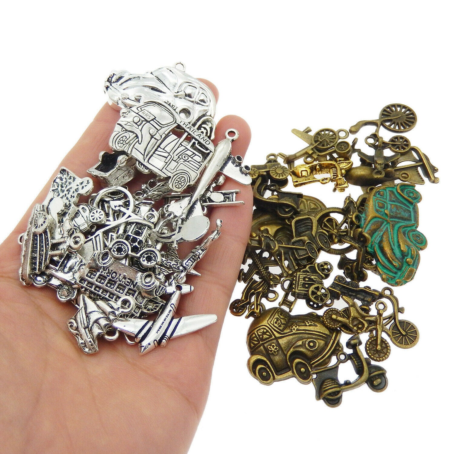 20 pcs Airplanes Boats Bicycles Buses Cars Motorcycles Vehicles Charms Pendants