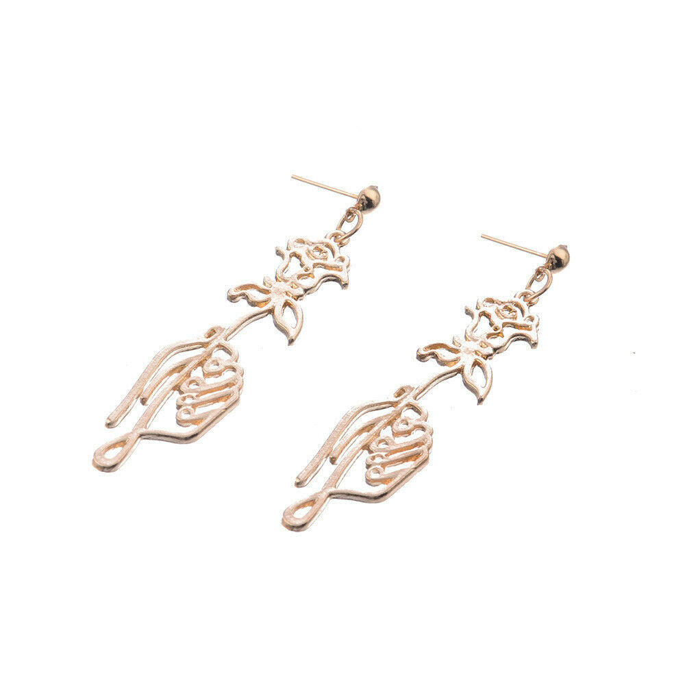 Simple Hollow Flower Drop Earring Charm Women Girl Rose Ear Fashion Jewelry Gift