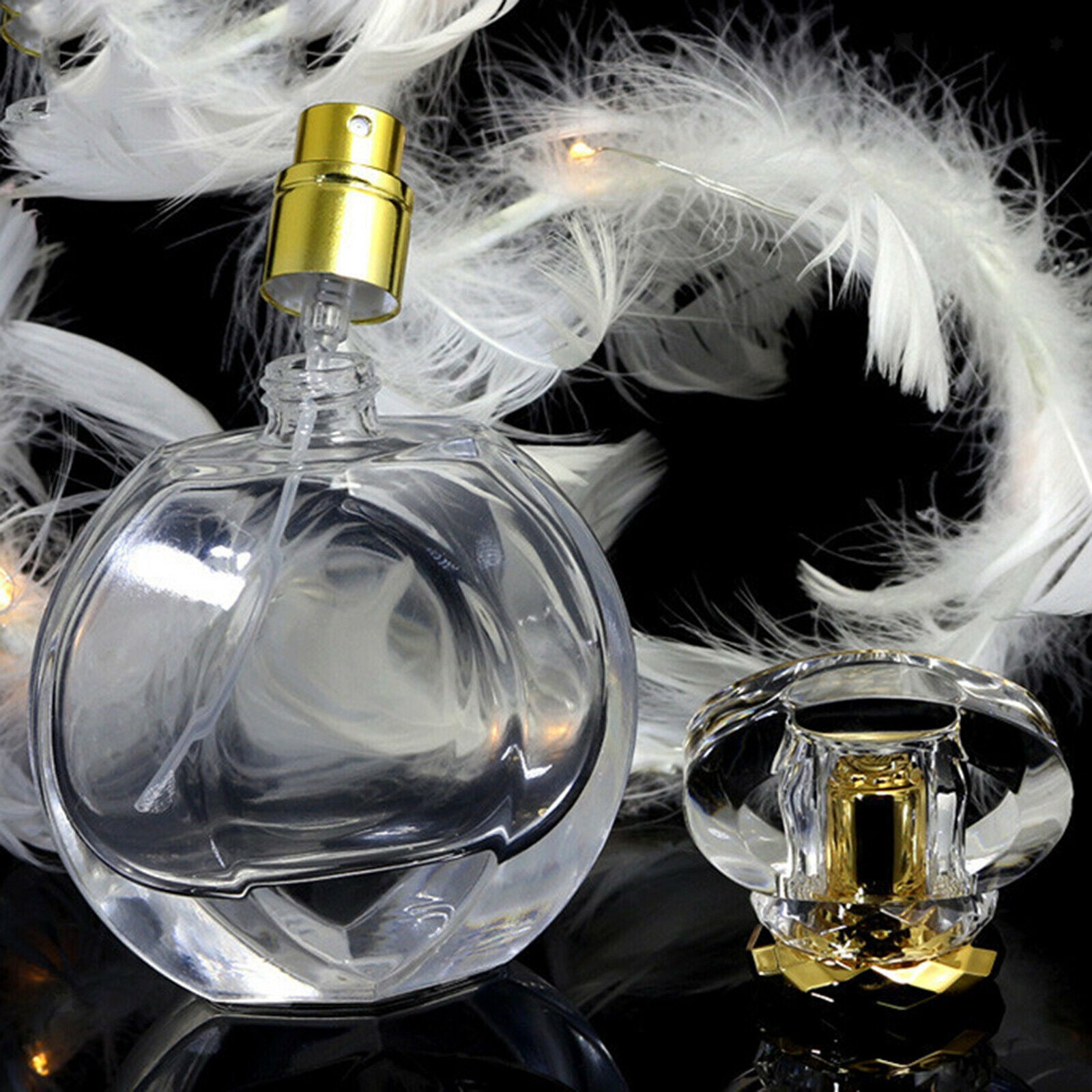 Portable Travel 50ml 1.7 Ounce Empty Clear Glass Perfume Bottle Jar Atomizer