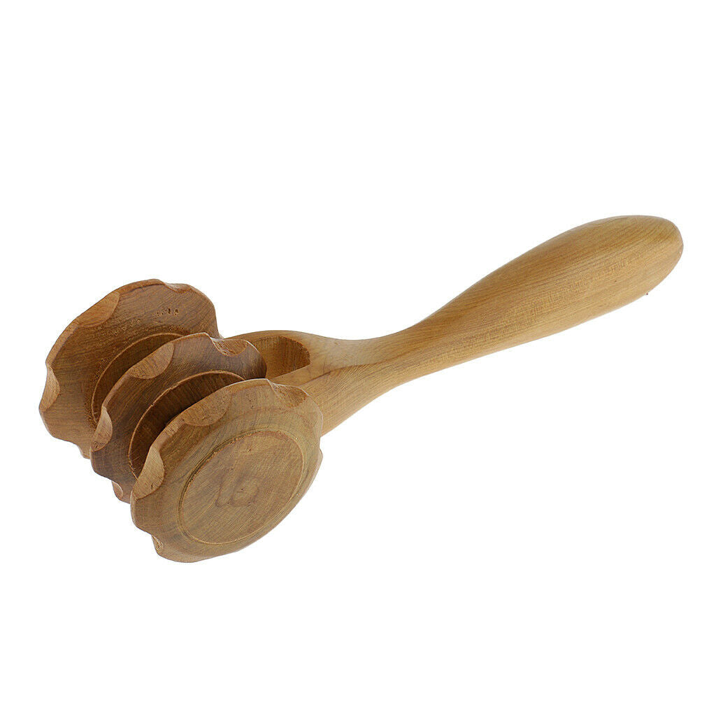 Handmade Wooden Massager With Easy Grip Handle, Acupressure Massager Roller,