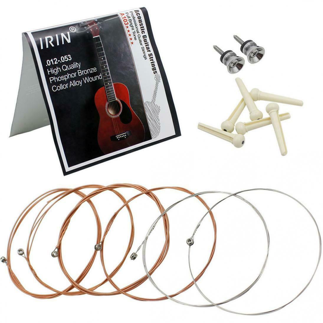 Folk Acoustic Guitar Strings +Straps Lock Pins Screws Pegs+ String Nail Pins