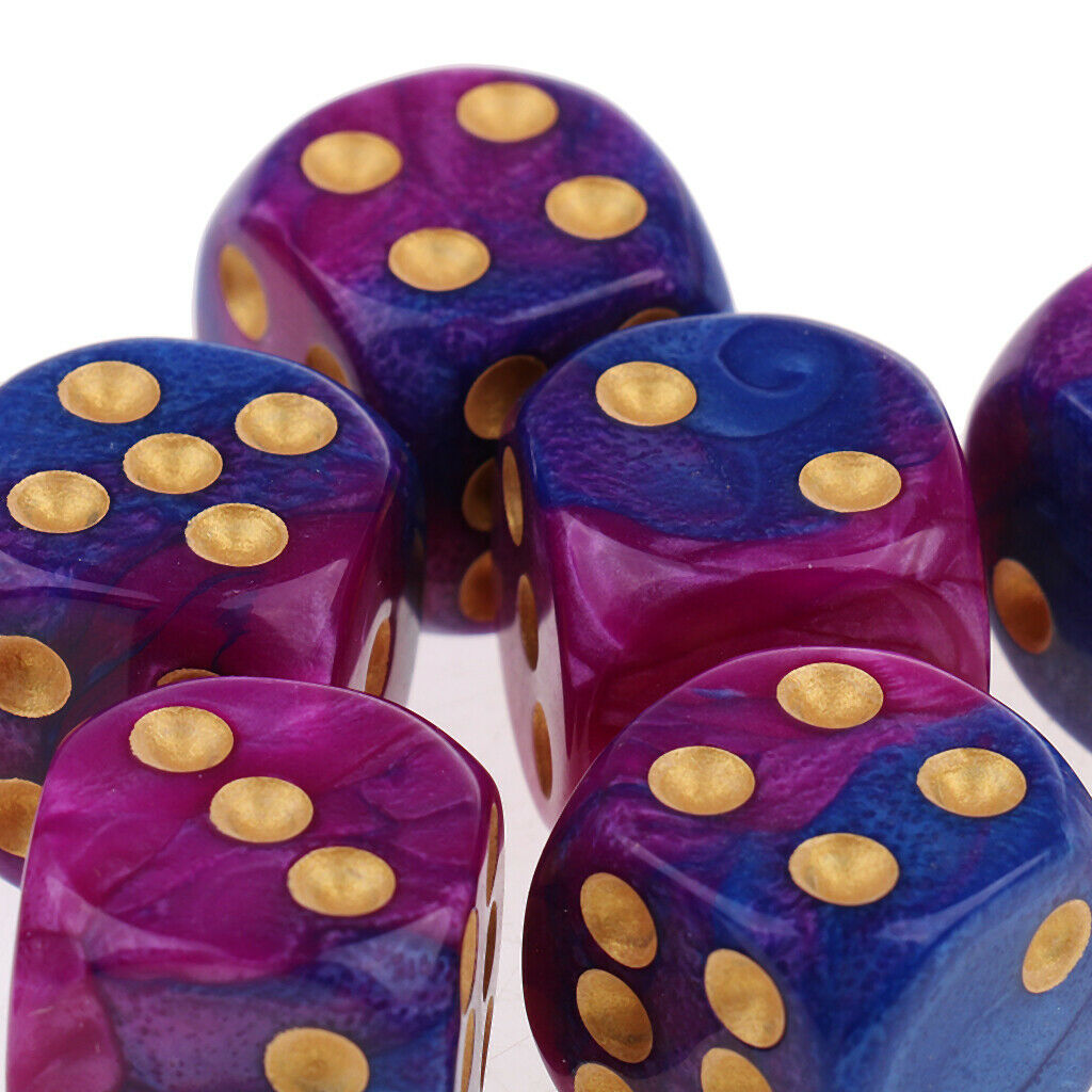10x Six Sided D6 Dice Dotted for  TRPG Purple Blue