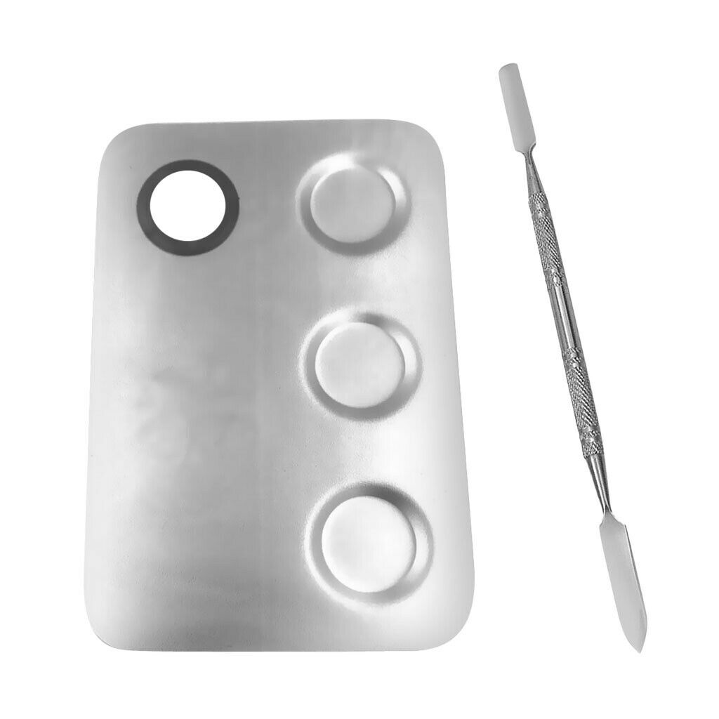 Stainless Steel Cosmetic Makeup Palette Metal Mixing Palette with Spatula Tool
