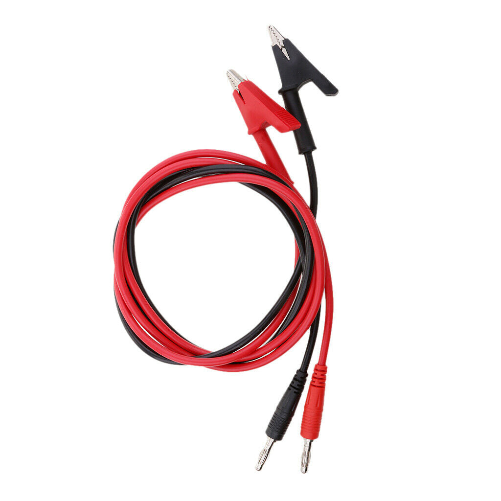 2Pcs 4mm Stackable Banana Plug To Crocodile Clip Lead Cable 100cm