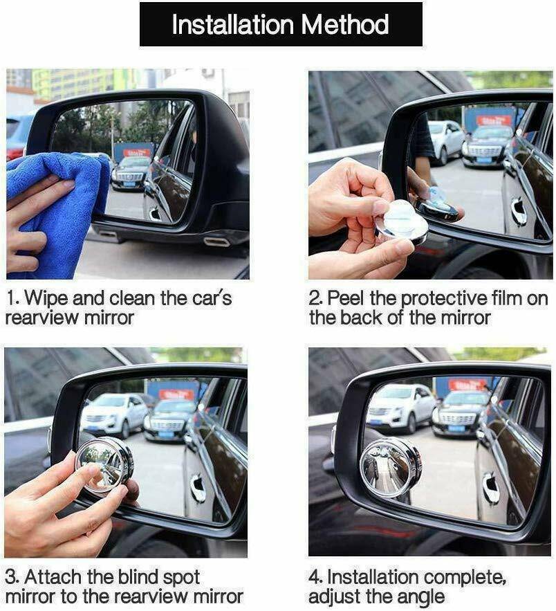 2 Pcs Universal 2" Wide Angle Convex Rear Side View Blind Spot Mirror for Car US