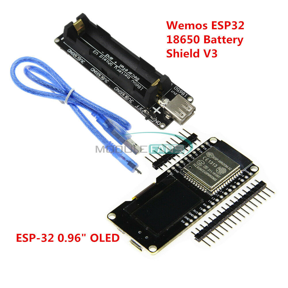 0.96" OLED ESP32 CP2102+Raspberry Pi Wemos 18650 Battery Shield V3 For Arduino