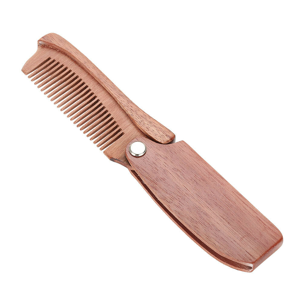 Wooden Folding Hair Brush Moustache Mustache Beard Comb Styling Tool Facial Care