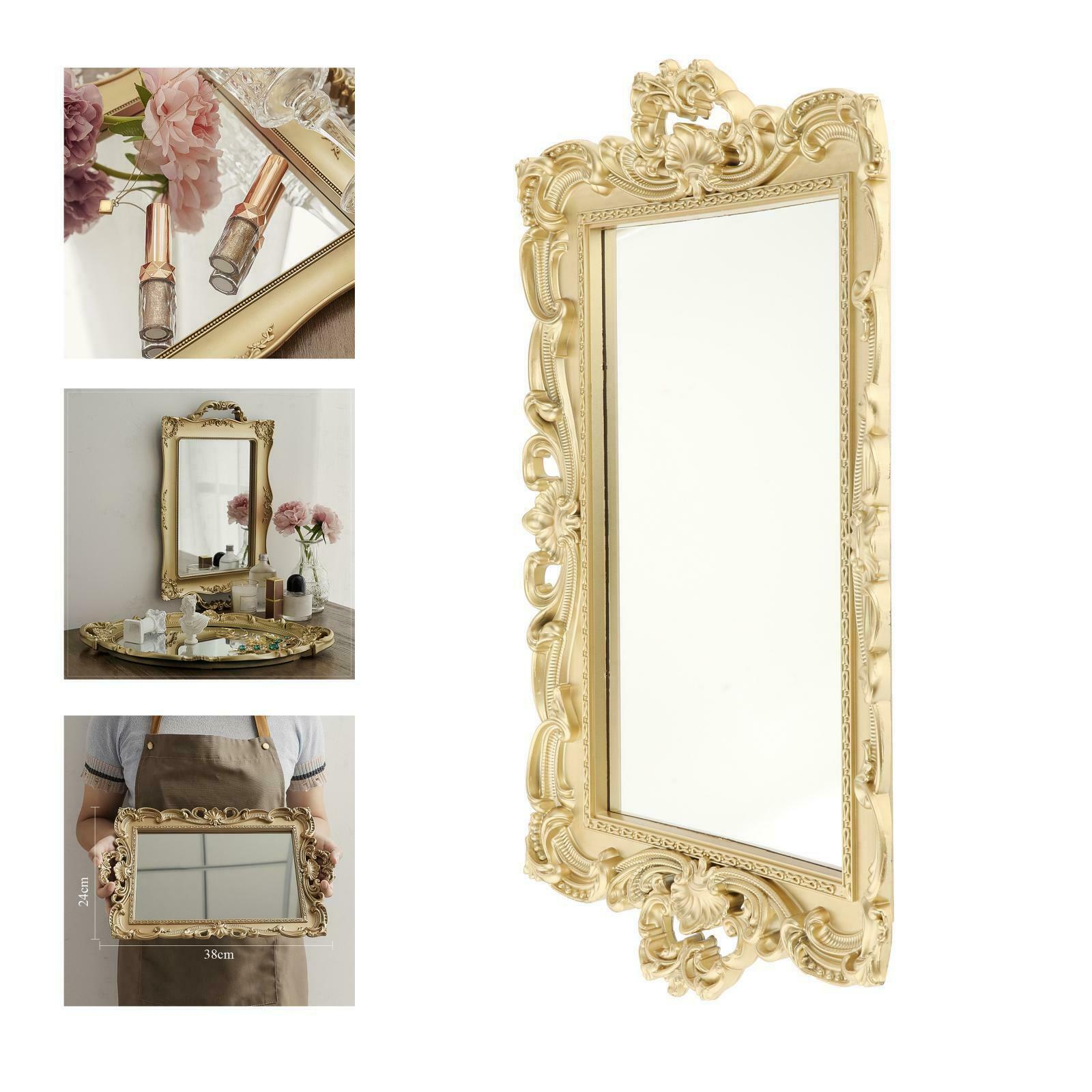 Mirrored Vanity Storage Tray Makeup Mirror Case Ornate Organizer Decoration