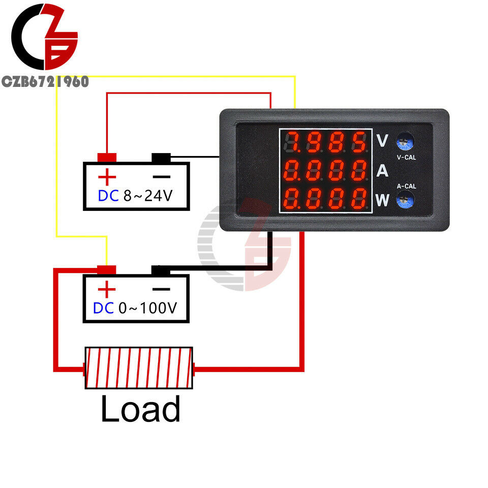 0.28" LED Four-digit 100V 10A 1000W Voltage Current Power Meter High Precision