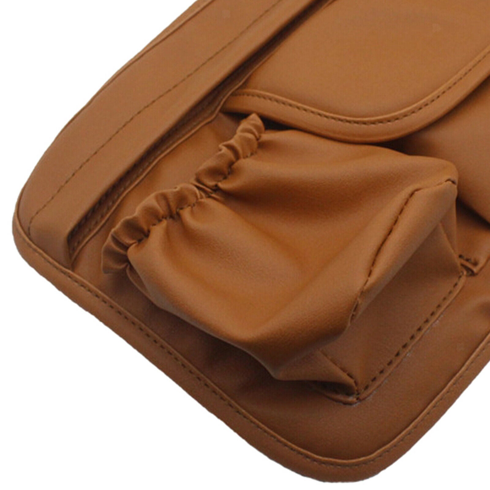 Brown Motorcycle PU Leather Saddle Bag Tool Bags Organizer Easy Install