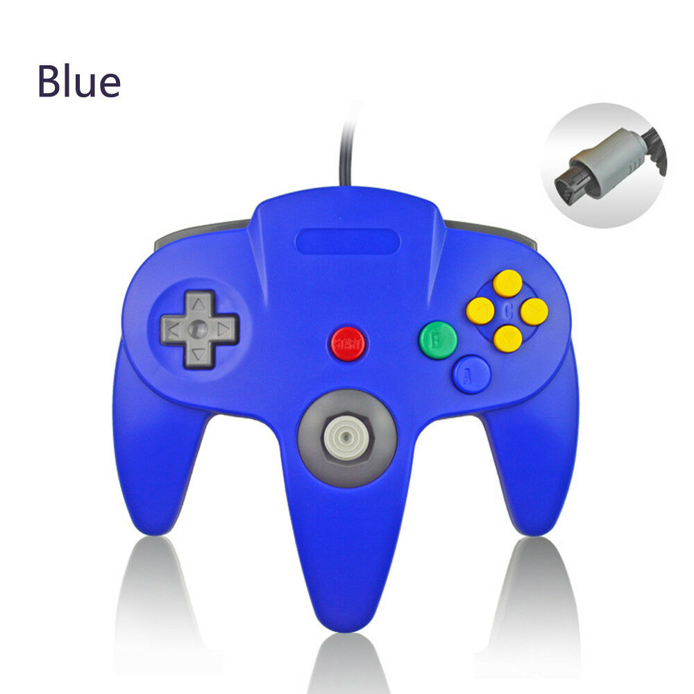 BLUE N64 Controller Joystick Gamepad Wired for Nintendo 64 Console Game System