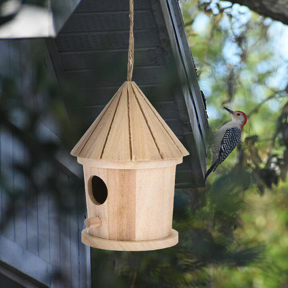 Wooden Bird Nest Hanging Bird House Natural Wooden Bird Cage Resting Place
