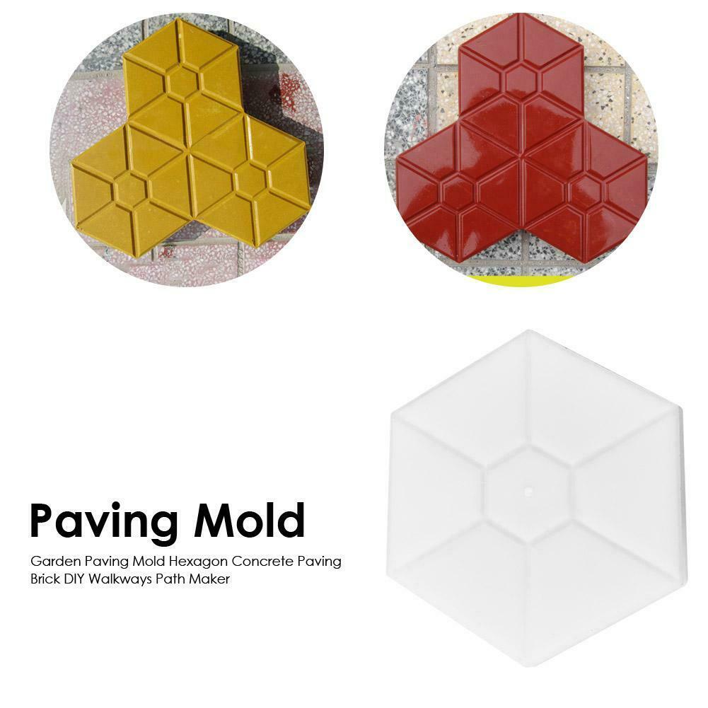 Garden Paving Mold Hexagon Concrete Paving Brick DIY Walkways Path Maker @