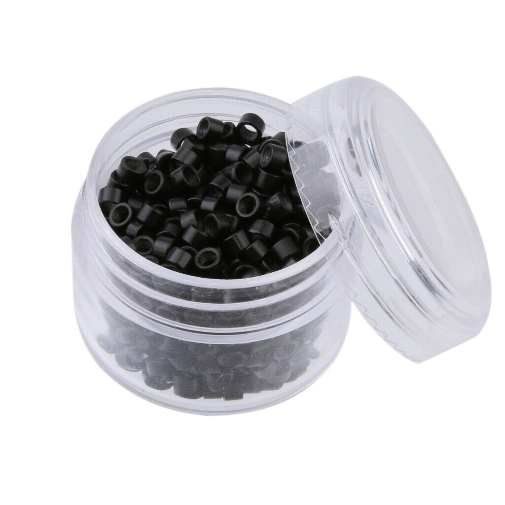 Packs Silicone Lined Rings Hair Clips Micro Beads Hair Extensions 3mm Black