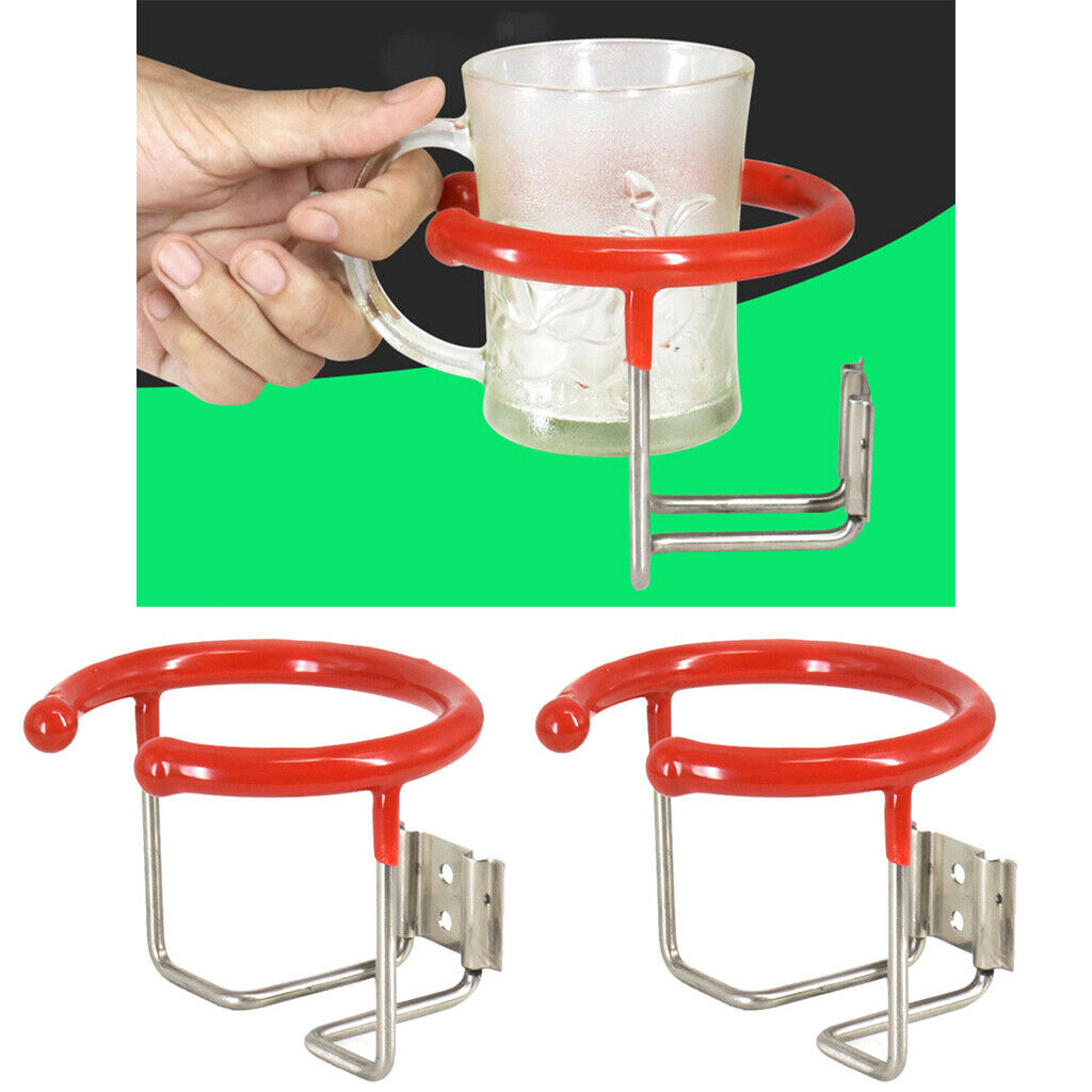 2Pcs Stainless Steel Cup Drink Holder Rack Car Marine Cup Stand w/ Screws