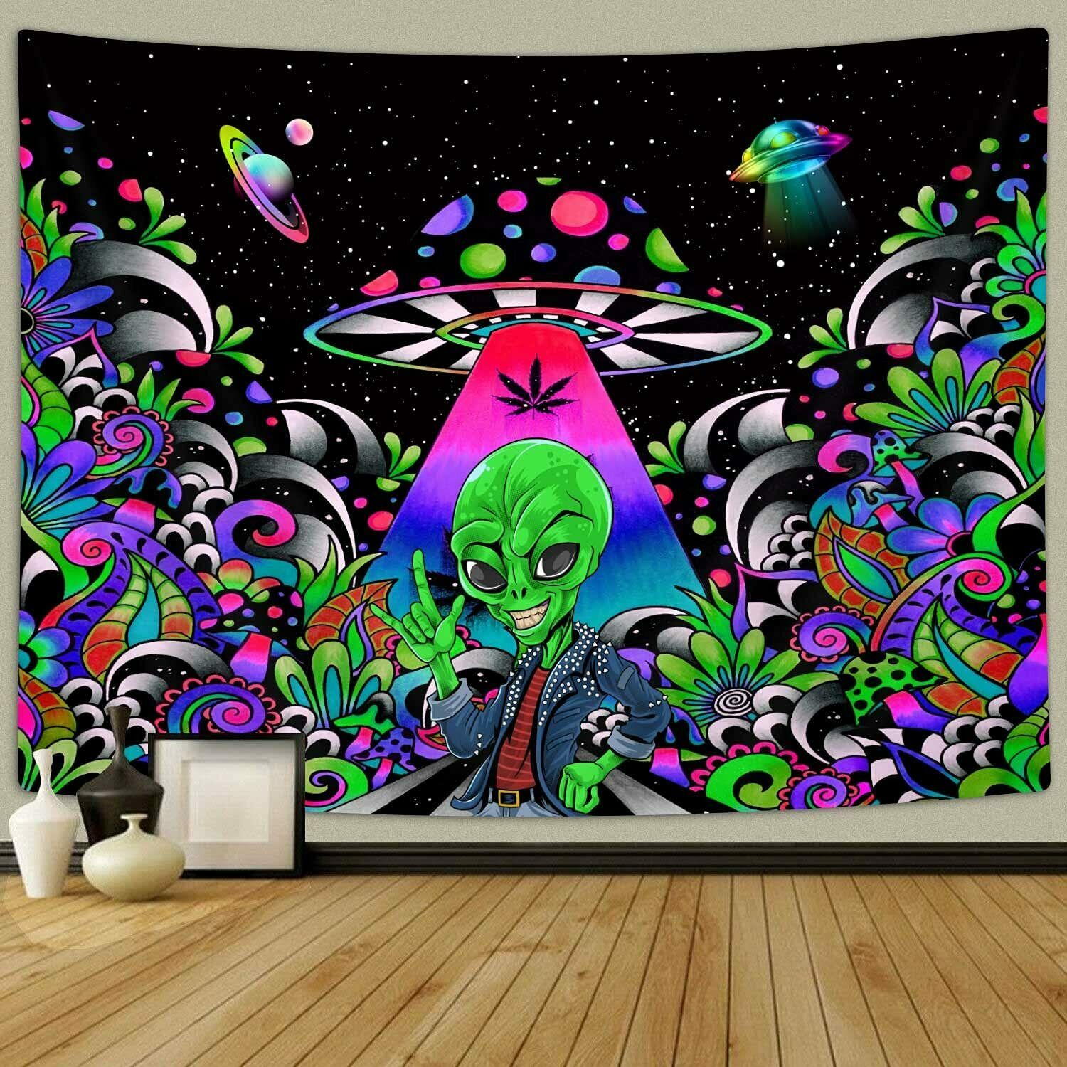 Trippy Tapestry, Mushroom Art Floral Fantasy Mountain Tapestry for Room 4.5x1.6m