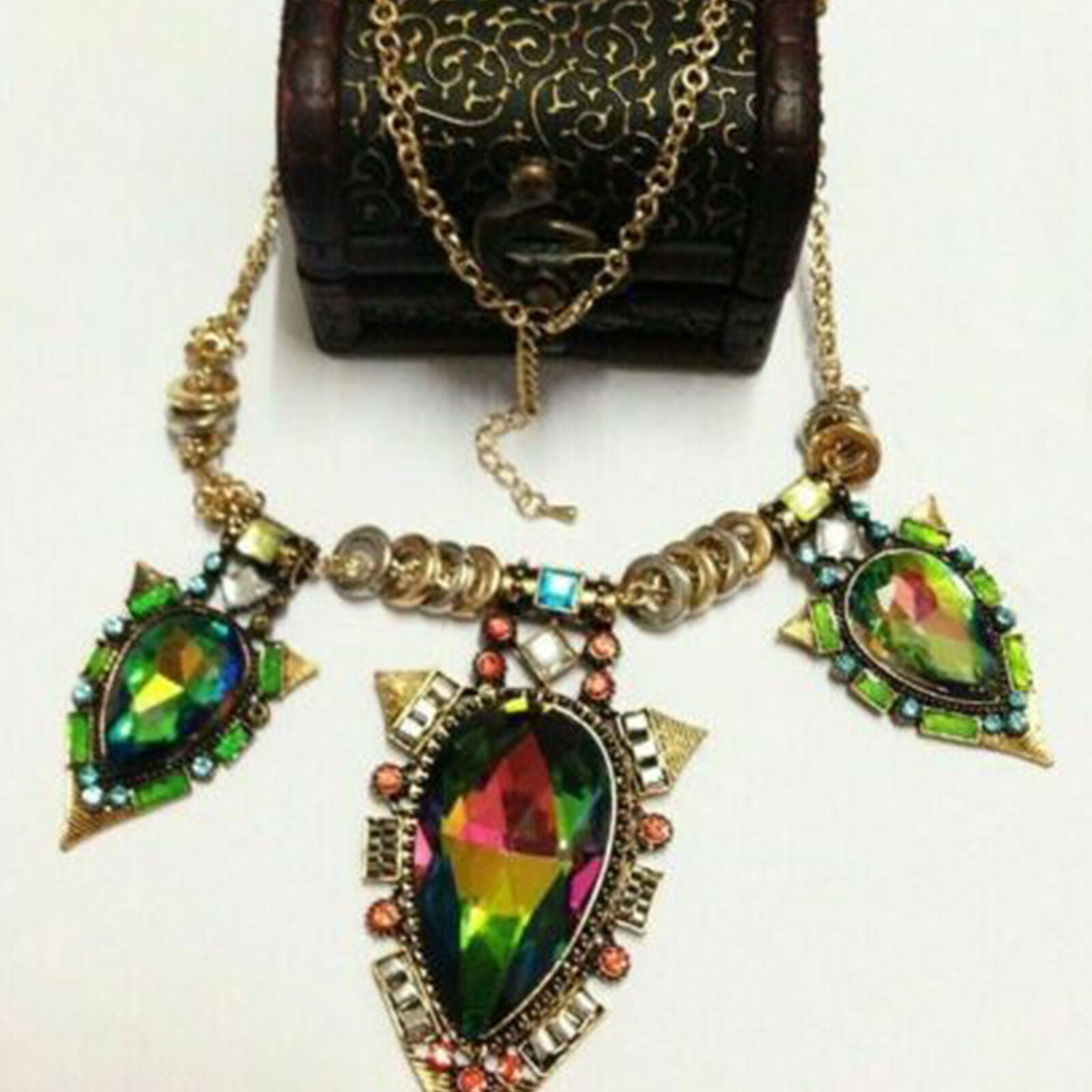 Fashion Boho Women Crystal Choker Chunky Statement Pendant Bib Necklace Jewelry