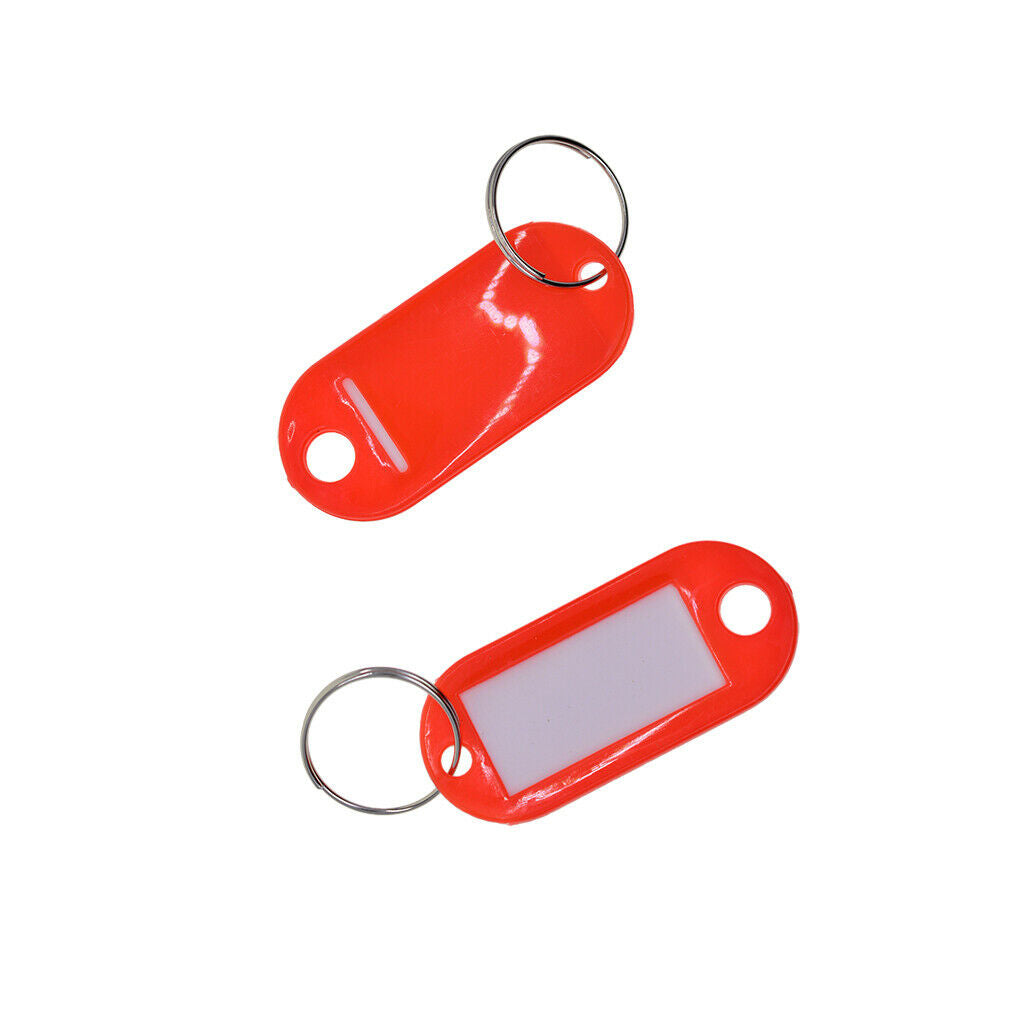150Pcs Key Tags Plastic ID Tags Name Label Key Ring Fob Tag Bag  w/ Split Rings