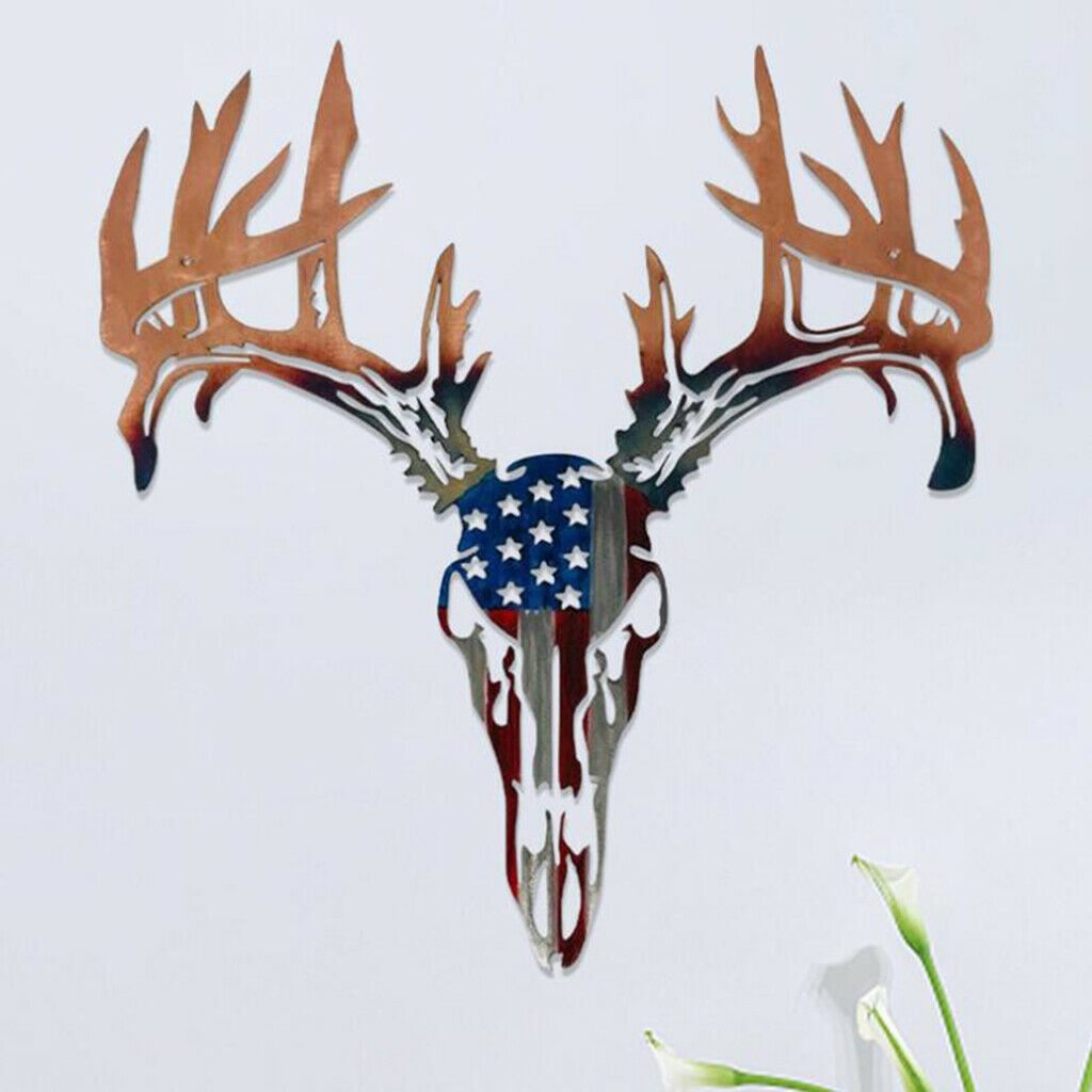 Deer Head Metal Wall Art Sculpture Decoration Outdoor Garden Wall Decor