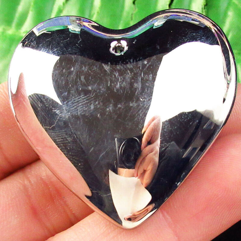 2Pcs 43x42x16mm Rainbow Titanium Crystal Heart Pendant Bead A-205SJ