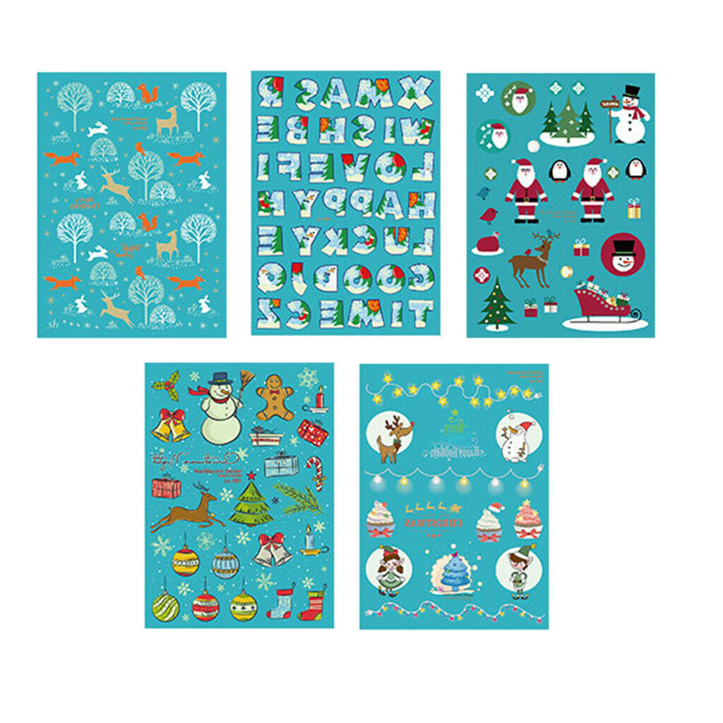 5 Pieces Tattoos Body Art Water Stickers Christmas Tree Santa Elk Decals