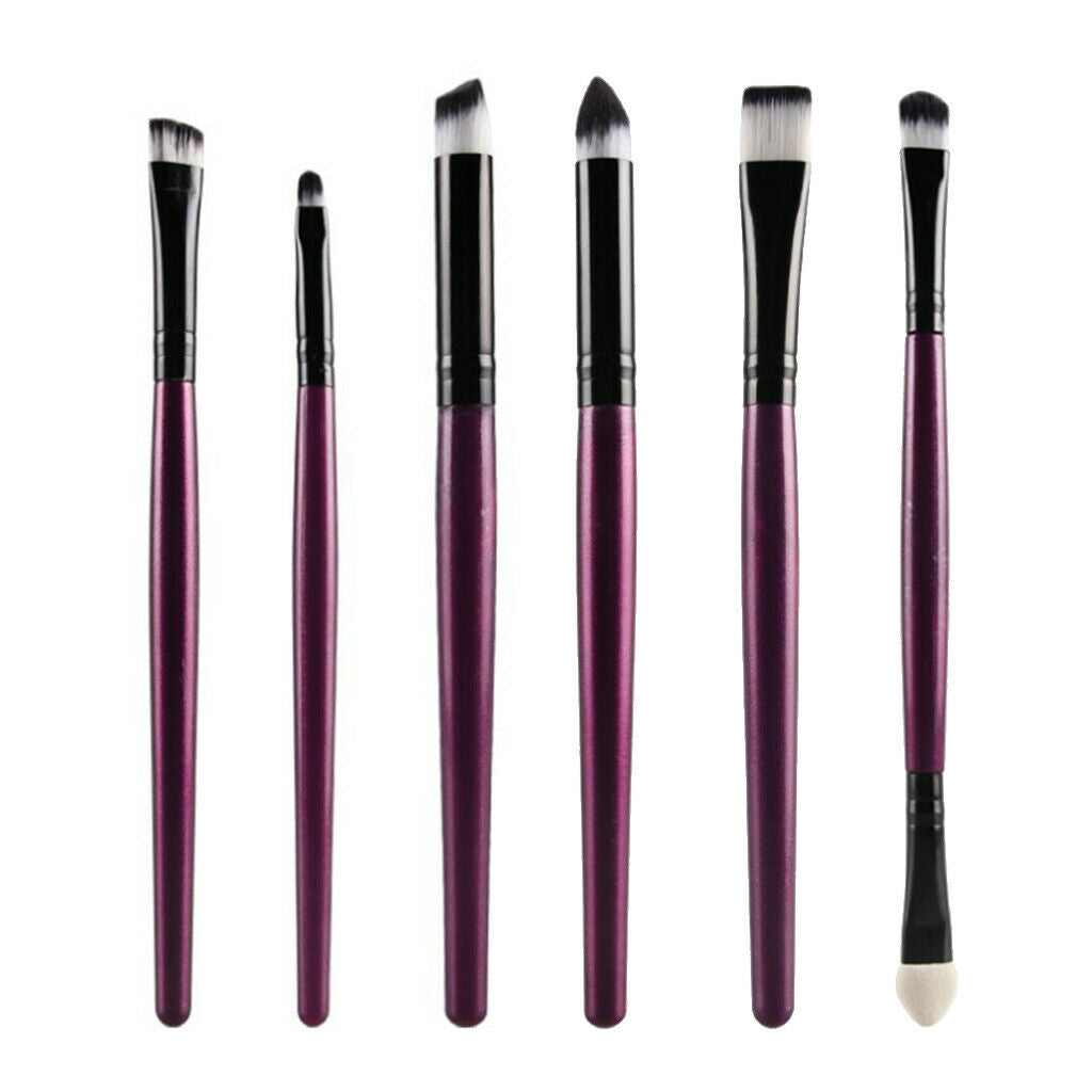 6pcs Soft Synthetic Eye Shadow Makeup Brush Kit for Eye Shader Eyeliner Purple