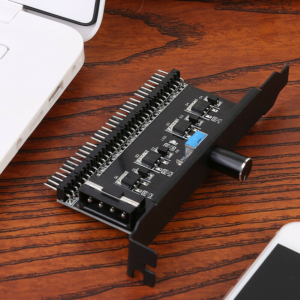 8 Channels Cooling Fan HUB 4Pin Power Supply Radiator Speed Controller @