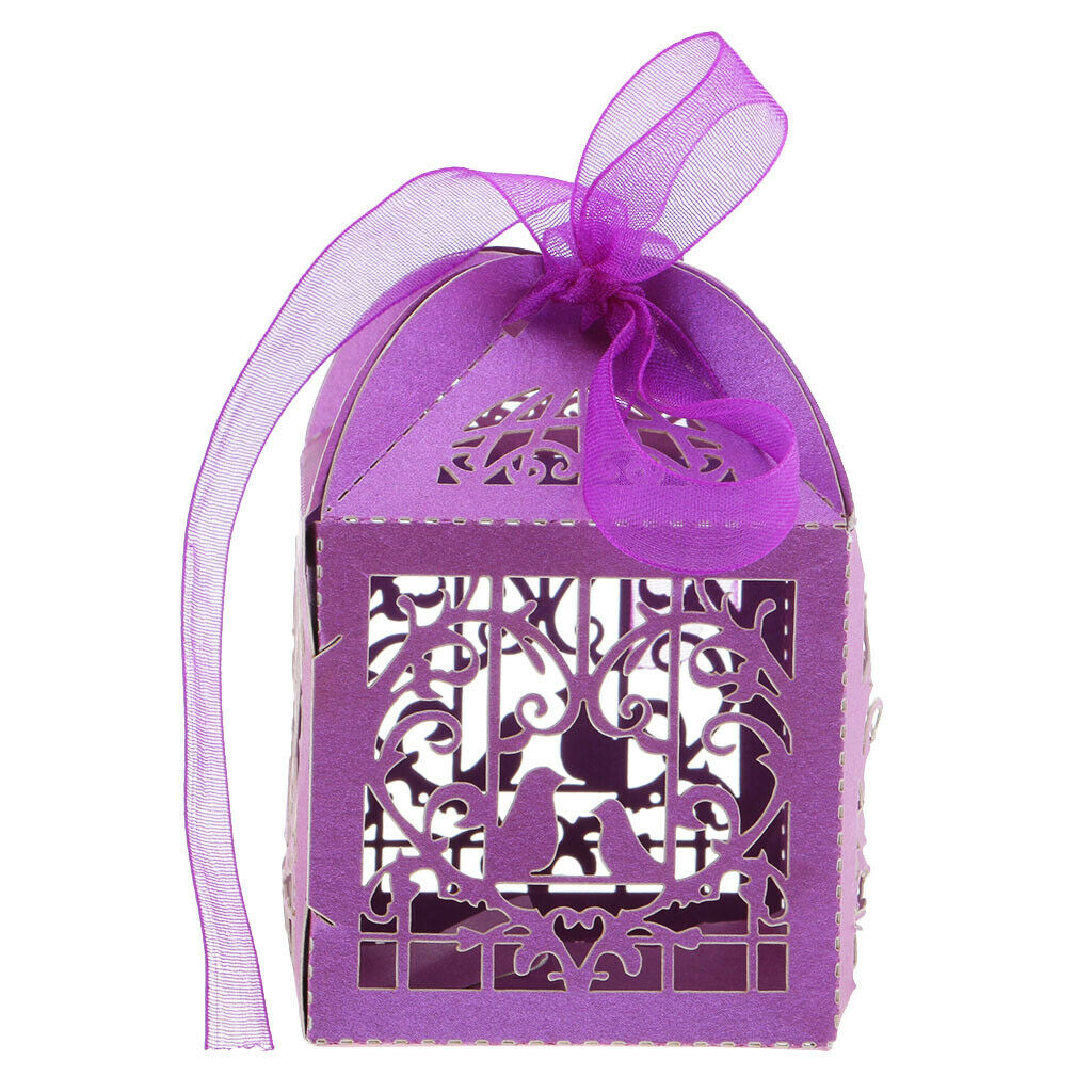 Hollow Bird Love Heart Candy Boxes Sweets Wedding Gifts Boxes with Ribbon B