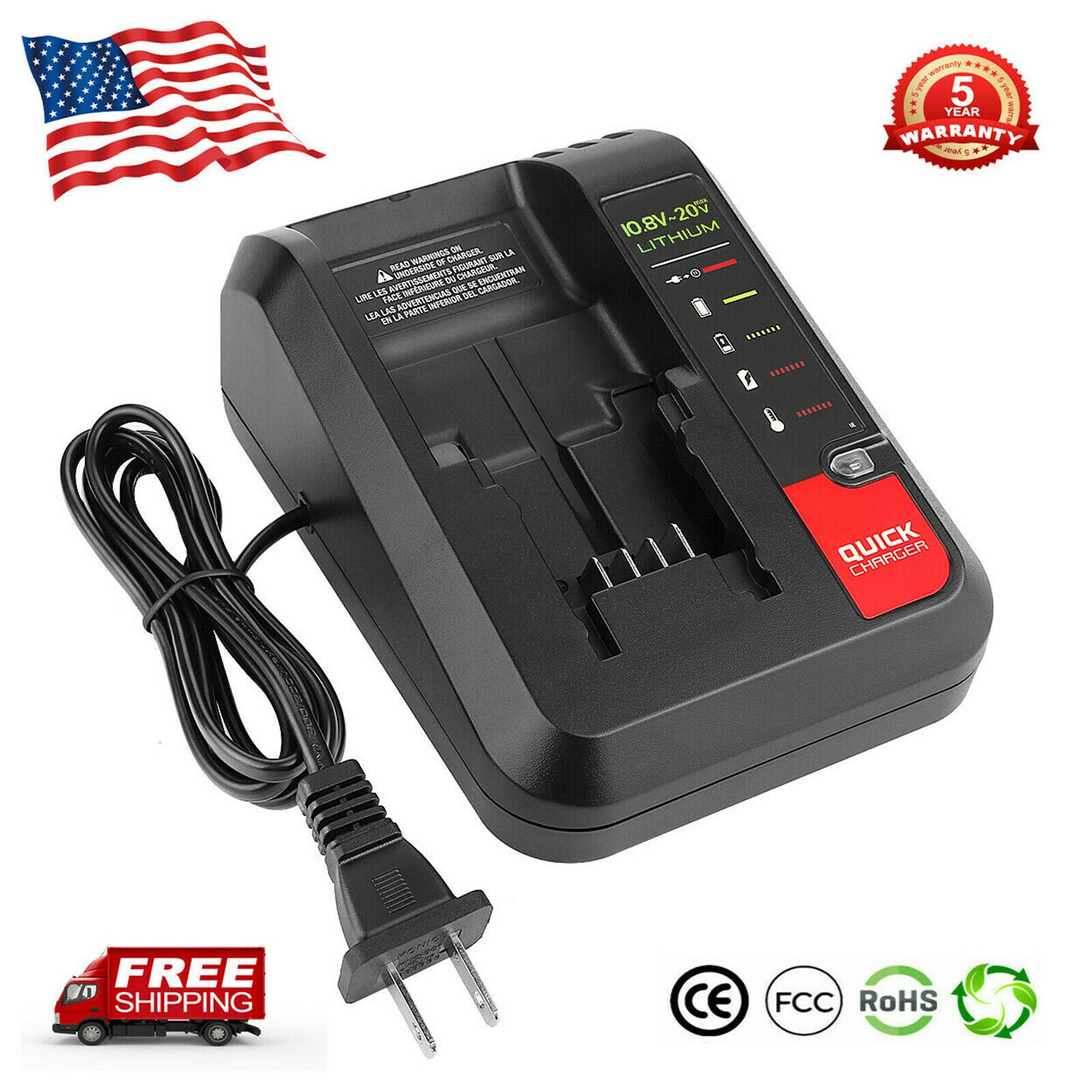 20V Lithium Battery Charger 10.8-20V Fit for Black and Decker PCC685L PCC640