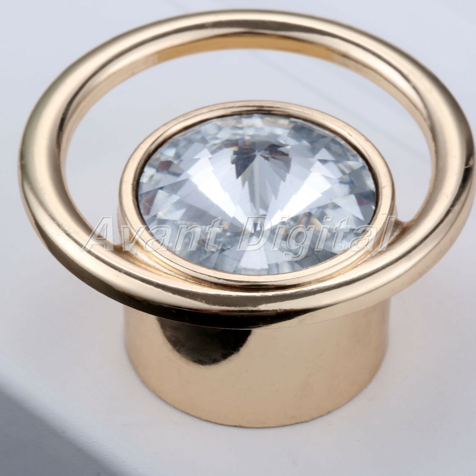 1Pc Round Ring Design Wardrobe Cabinets Crystal Glass Handles Door Pull Knobs