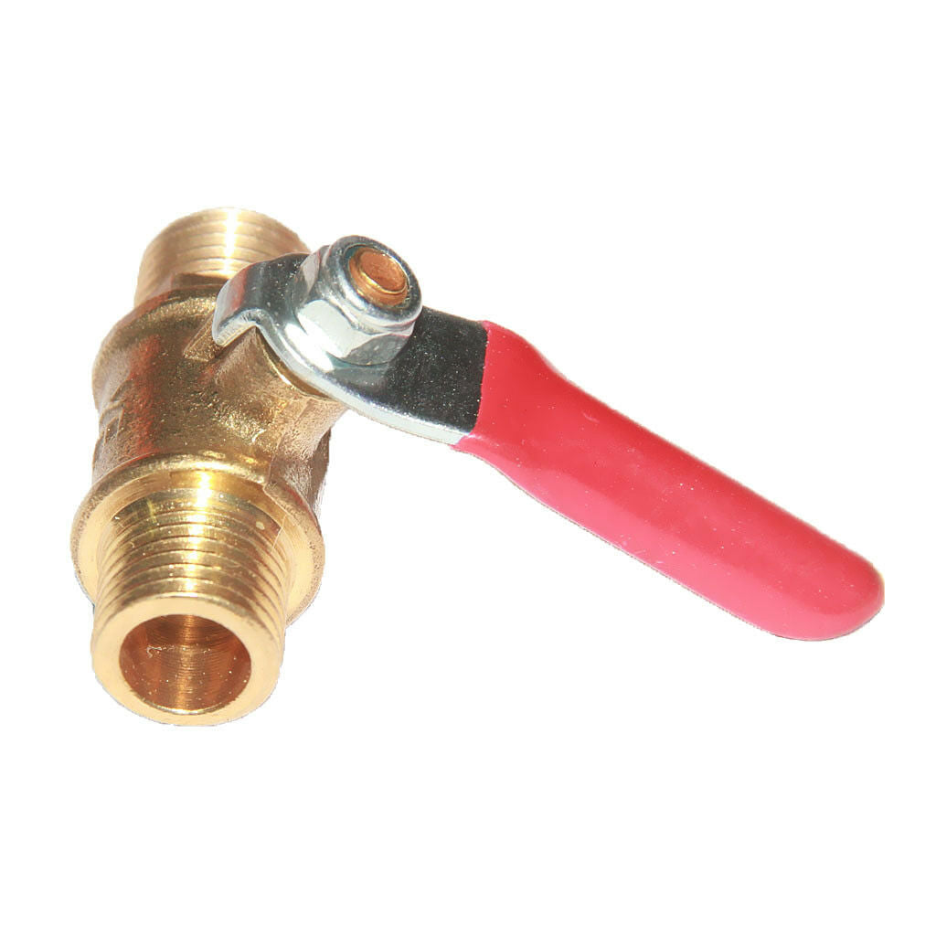 Brass 1/4" Male to Male Shutoff Full Port Valve for Gas Air Fluid Use Red