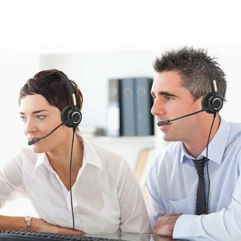 4-Pin RJ9 Call Center Office Noise Cancelling Corded Headset Headphone with MiT8