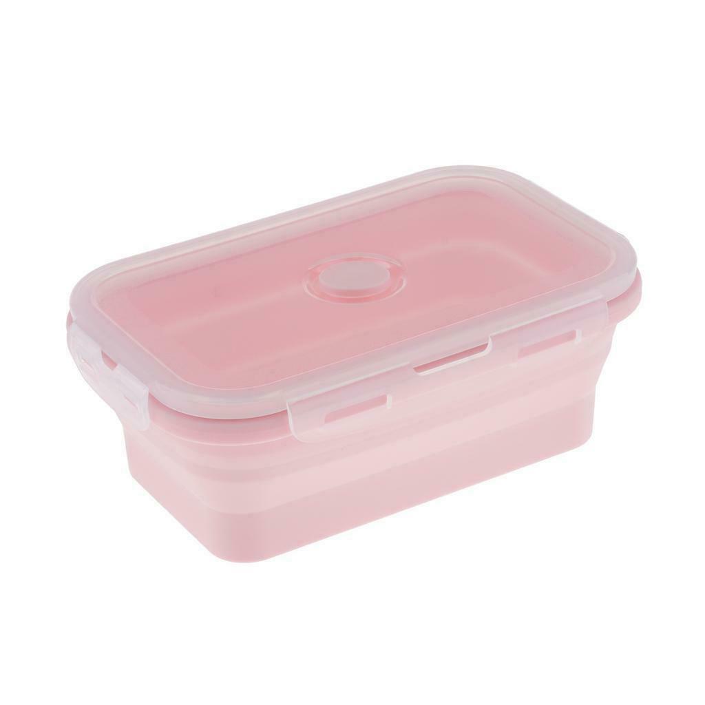 Collapsible Silicone Lunch Box Food Container Pink/Red/Green 800ml Pink