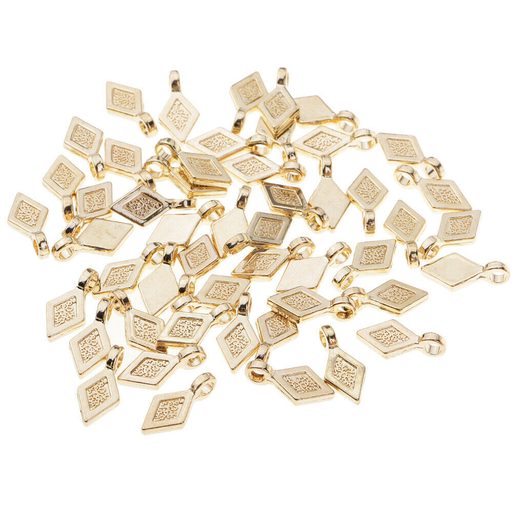 50pcs alloy rhombus bail charms pendants DIY jewelry making findings Craft