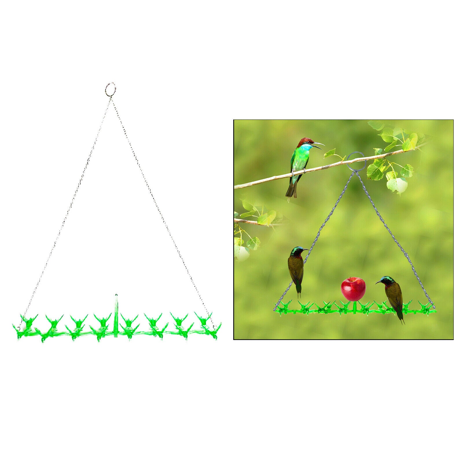 Hanging Bird Feeder Bird Shaped Plastic Metal for Garden Bakyard Decor Green