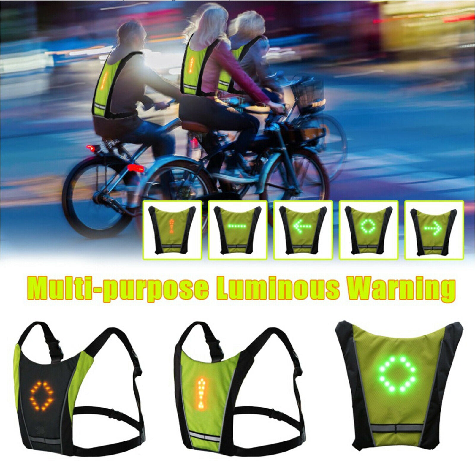 4-Mode Turn Signal Pack Night Reflective Direction Indicator Walking Guiding
