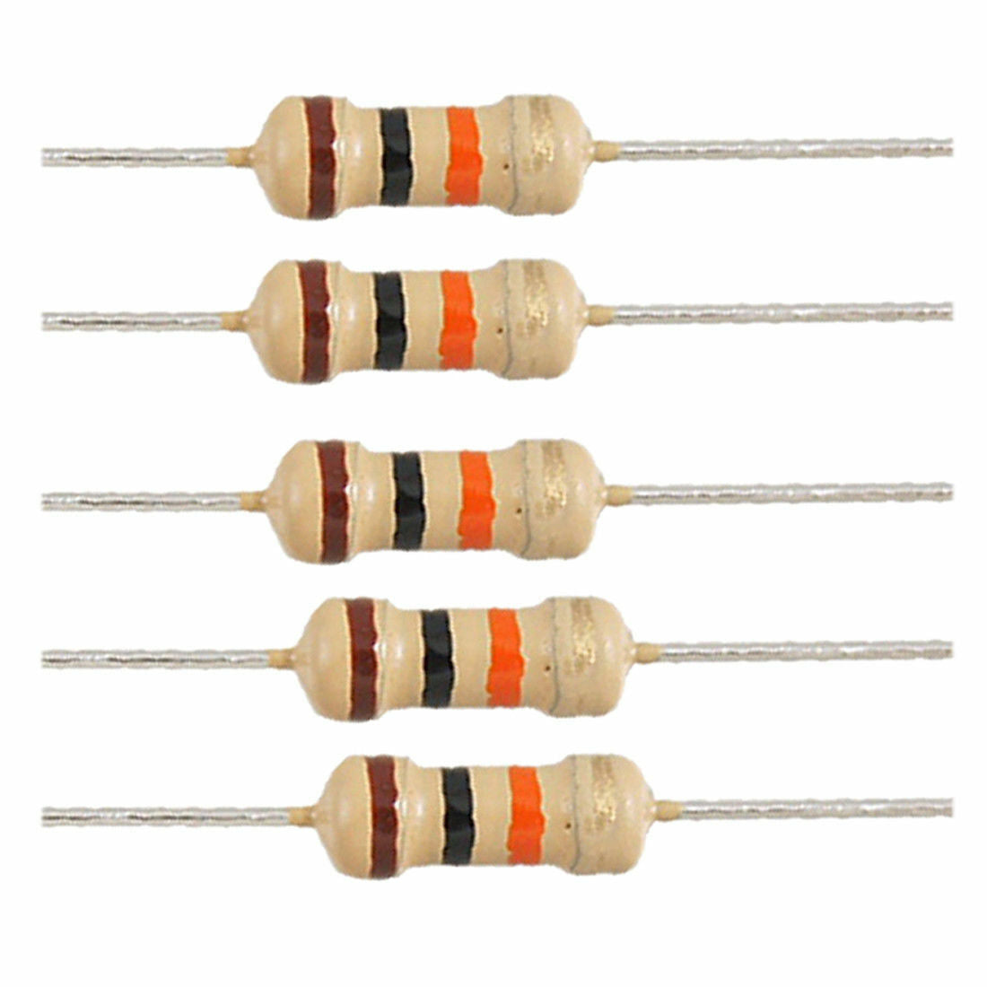100 x 1/4W 250V 10K ohm Axial Carbon Film Resistors