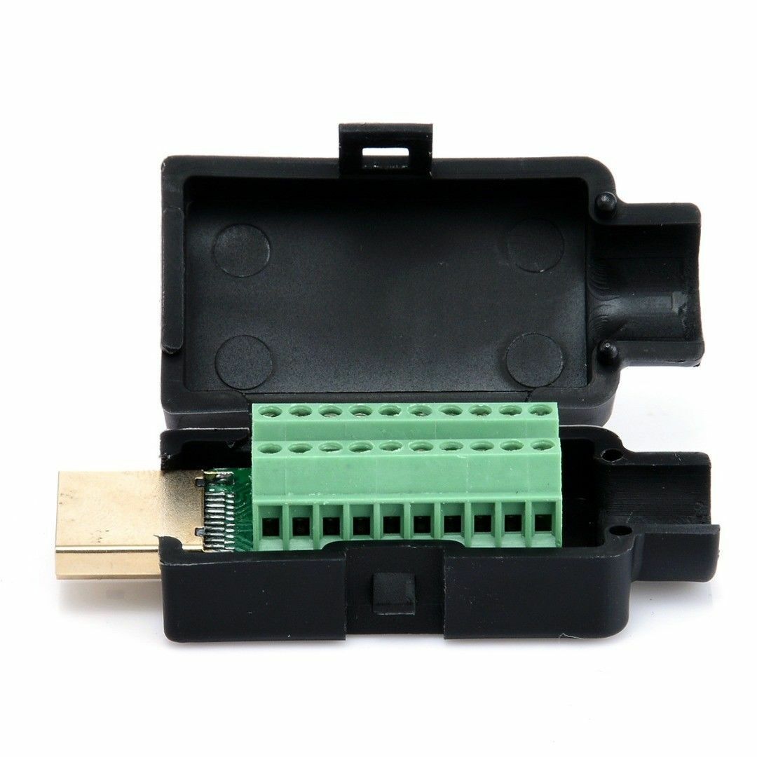 HDMI 19P Plug Breakout Terminals Solderless Connector With Black Cover Male l