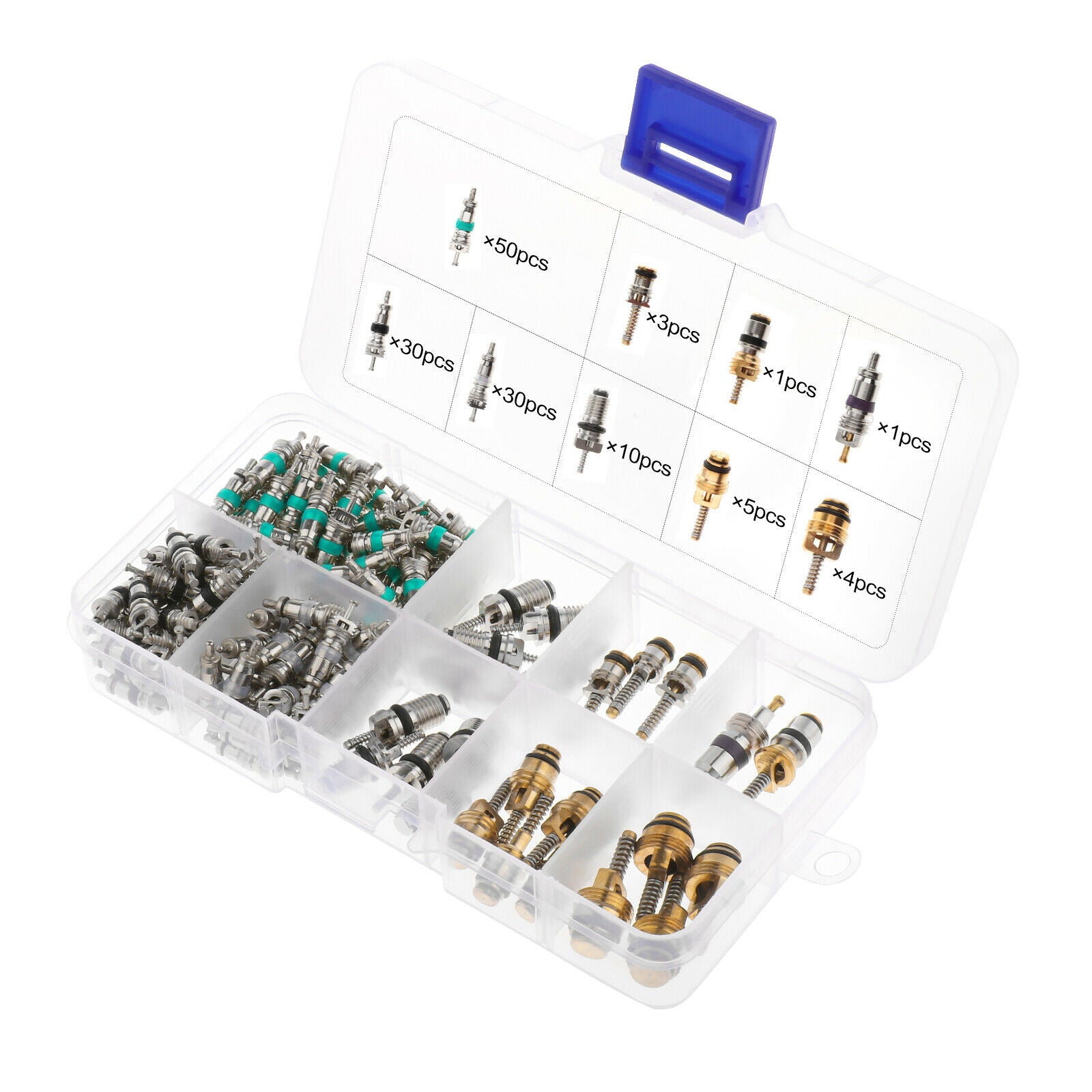 Set Of 134 Pieces A / C Schrader Valves R134a Tires Set Screws Nuts