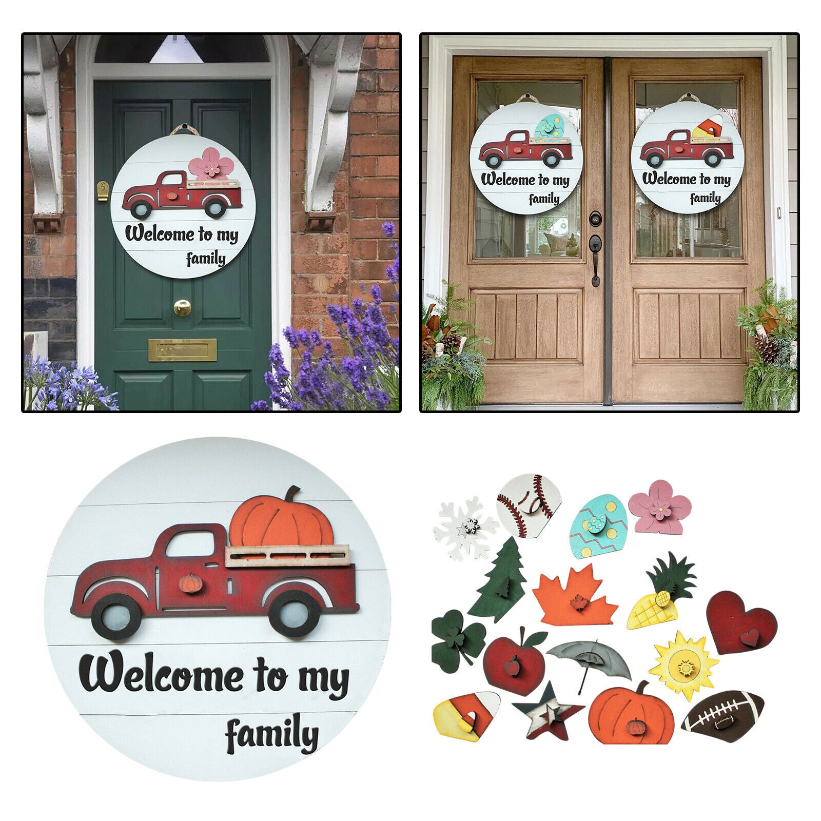 Seasonal Welcome Door Sign Hanging Garland Christmas Festive Decoration