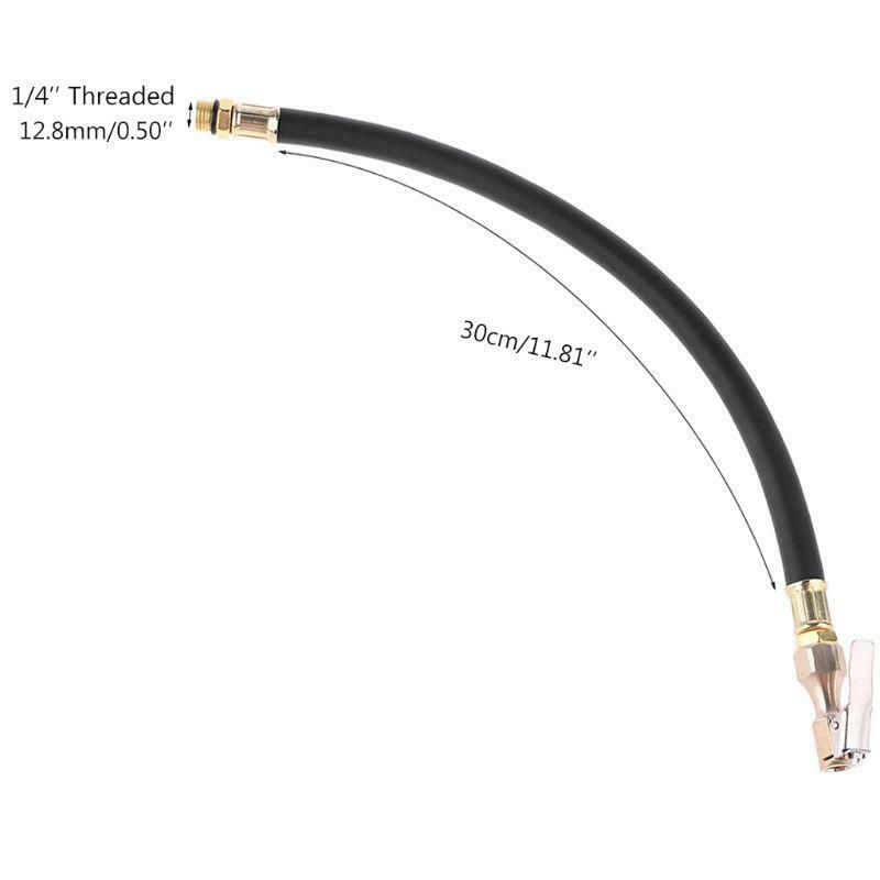 Car Tire Inflator Hose 1/4" Fast Self-locking Chuck Pressure Gauge Air Hose Tube