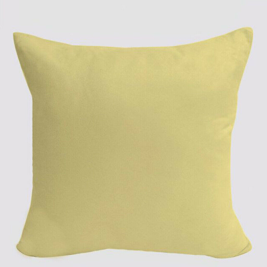 New Sofa Pillow Cover Solid Color Euro Sham Soft Pillowcase Yellow-45x45cm