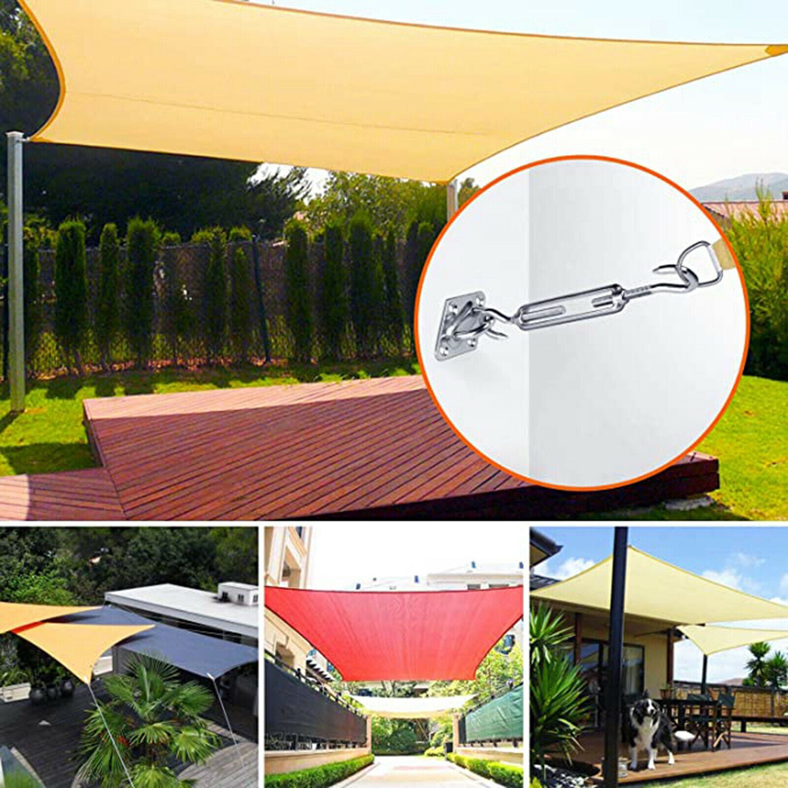 6in Square Triangle Sun Shade Sail Stainless Steel Hardware Installation Kit