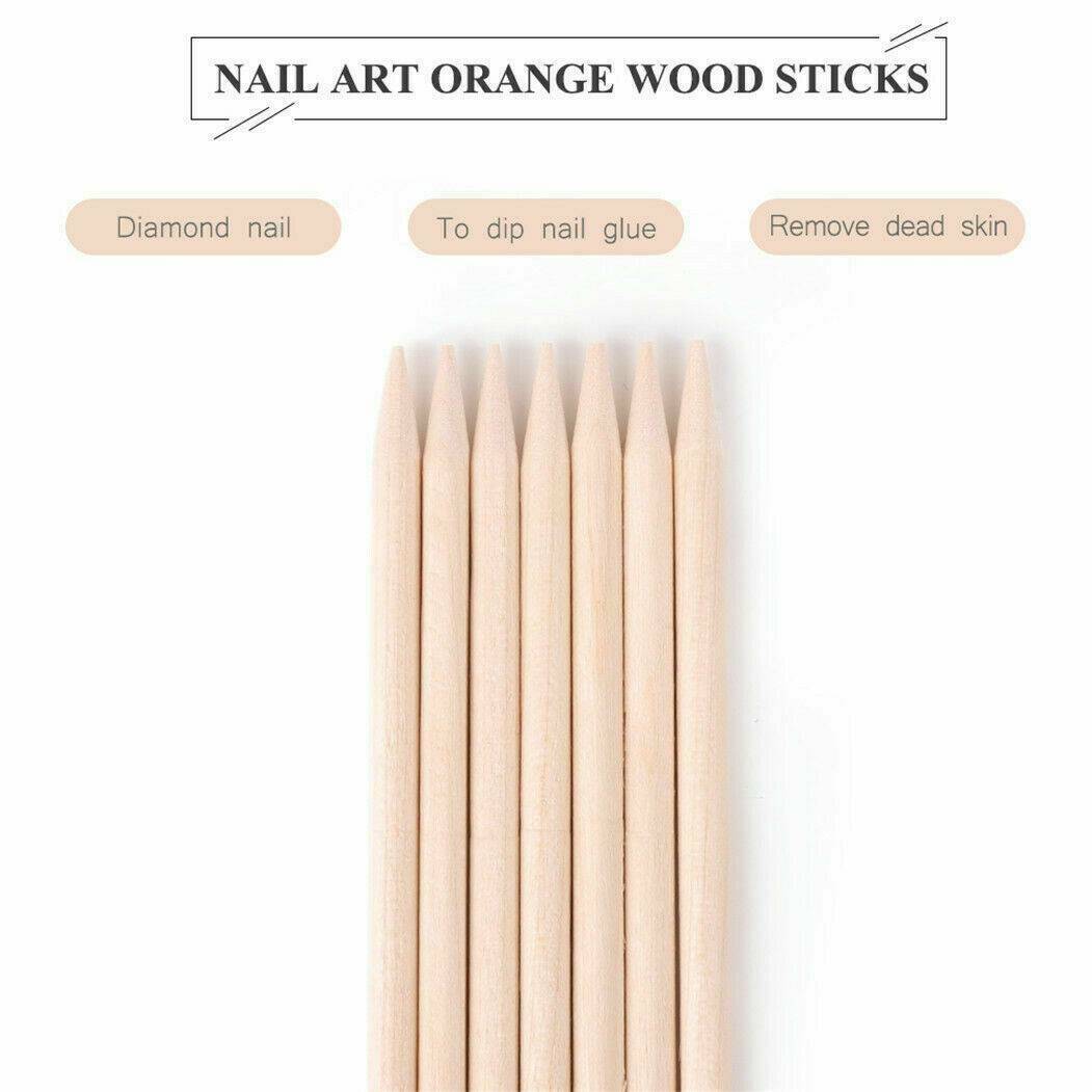 100PCS Cuticle Pusher Remover Pedicure Wood Sticks Nail Art DIY Manicure Tools