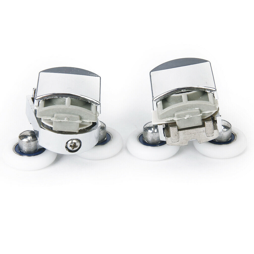 2 Pair Double Wheeled Shower Bathroom Door Top &
