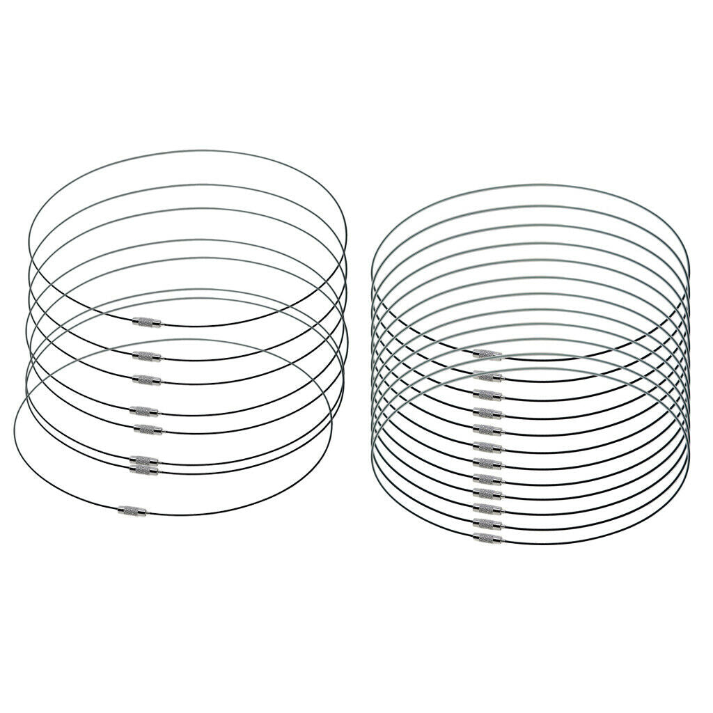 20Pack Black Stainless Steel Wire Cord Necklace